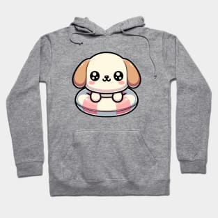 Kawaii Puppy on a Pool Floater Hoodie